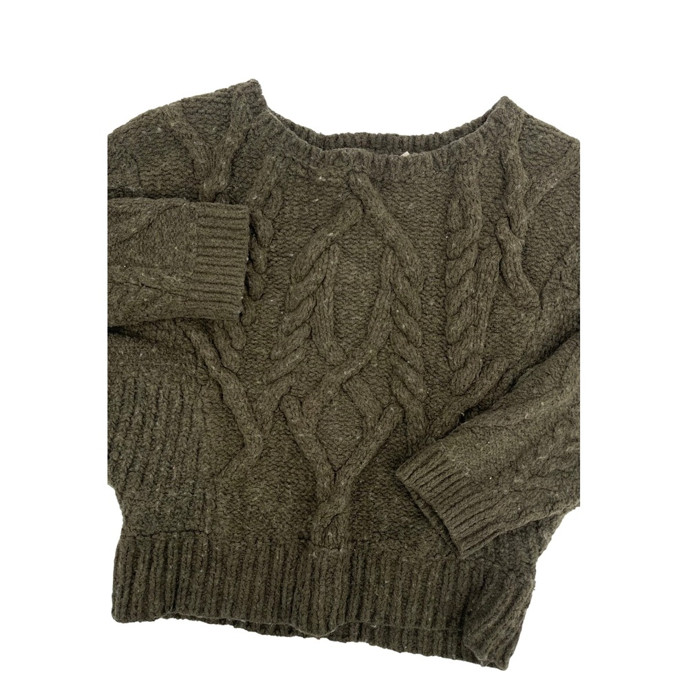 Sleeping on Snow Anthropologie Olive Green Cable Knit Dolman Sweater Small‎